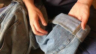how to CUFF the bottom of your “jeans” (invisible stitch) cropped, rolled up
