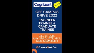 Cognizant Off Campus Drive 2022 | Engineer Trainee & Graduate Trainee | IT Job | Engineering Job