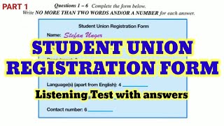 STUDENT UNION REGISTRATION FORM (IELTS LISTENING TEST)