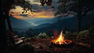 Cozy Camping Ambience in the Forest with Crackling Campfire \u0026 Nature Sound at Night Ambience