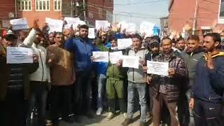 Kashmir PHE Joint Employees Association protests in Press Enclave Srinagar