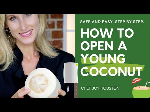 How to SAFELY Open a Young Coconut: Chef Joy Houston How to SAFELY Open a Young Coconut: Chef Joy Houston