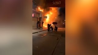 Rioters in Hong Kong set shops ablaze 暴徒燒店鋪 無差別攻擊威脅市民