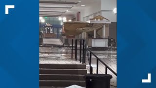 Storm damage inside Temple Mall