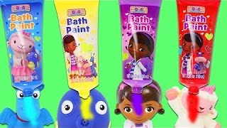 LEARN COLORS Doc McStuffins Bath Paint Set | Beach Day in Kinetic Sand Stop Motion!