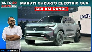 Maruti Suzuki EVX Electric SUV With 550 KMs Range | 2023 Auto Expo | MotorBeam
