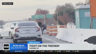 Video shows fistfight on Sacramento freeway