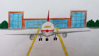 How to draw airplane front view | simple plane drawing for beginners step by step