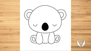 How to draw cute koala Step by step, Easy Draw | Free Download Coloring Page