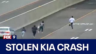 Dramatic video captures crash on I-35E involving teens in a stolen Kia, police say