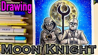 Drawing MOON KNIGHT! with Copic Markers & Prismacolor Pencils