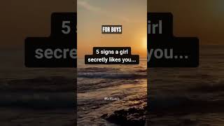 5 signs a girl secretly likes you...💜 #shorts #girlfacts #dating #psychologyfacts