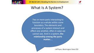 DDS Breaking the Barriers to Employment Working Within Systems