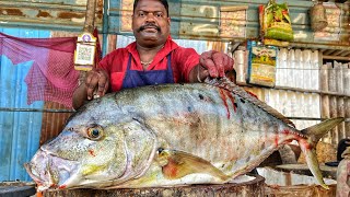 KASIMEDU 🔥 SPEED SELVAM | HUGE TRAVELLY FISH CUTTING VIDEO | 4K VIDEO | KM FISH CUTTING