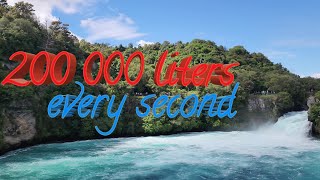 Huka Falls Taupo New Zealand and downstream Aratiatia Dam release #hukafalls