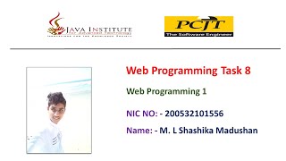 Web Programming I | Task 8 | 1st Year | Semester 01 | Java Institute | M.L Shashika Madushan