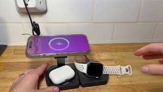3-in-1 Magnetic Wireless Charger Stand | Foldable MagSafe Charging Station Setup