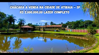 Chácara a venda em ATIBAIA - SP Lazer completo incluindo Lago de pesca e campo de futebol.