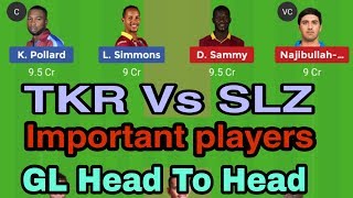TKR Vs SLZ Cpl Match T20 5th Dream11 Team prediction Grand League Head To Head