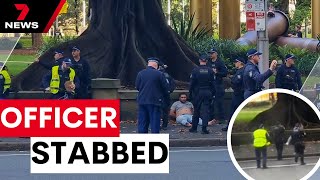 Shocking moment Sydney police officer stabbed in random attack | 7 News Australia