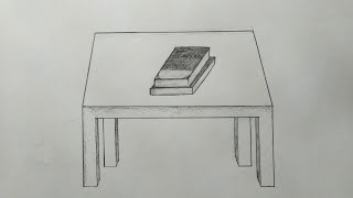 मेज़ पर पुस्तक का चित्र बनाना सीखें || How to draw a Book on the Table very esey step by step