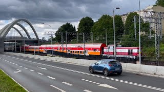 Pociąg Chojnice-Hel wjazd do Gdańska Głównego lokomotywa SM42-349 Polregio