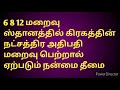 மரறைவு ஸ்தானத்தில் நட்சத்திர அதிபதி மறைவு பெற்றால் மற்றும் தீய கிரகத்தின் இணைவு பெற்றால் நன்மை தீமை