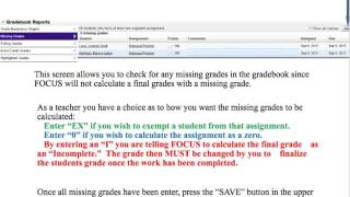 FOCUS Tutorial- Finalizing Grades