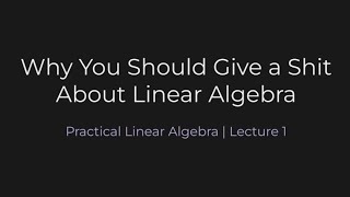 Why You Should Give a Shit About Linear Algebra | Practical Linear Algebra (Lecture 1)