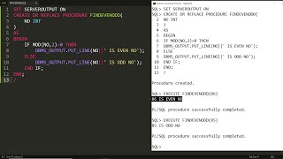 PLSQL Procedure to find given no is even or odd - Practical Demo in Oracle