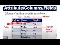 DBMS,TUPLE|ROW|CARDINALITY,RECORD,relation,COLUMN,FIELD,DEGREE,ATTRIBUTE