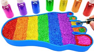 Satisfying Video l How to make Mixing Slime Foot into Bathtub & Rainbow Nail Polish Cutting ASMR #87