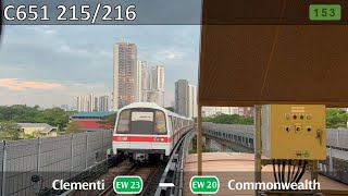 [Retired ; Strong Motor ; Fast Pickup][SMRT] SIE C651 ~ 215/216 EW23 Clementi → EW20 Commonwealth