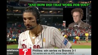 Nick Castellanos is asked a stupid question - after winning the game for the Phillies (9-1-24)