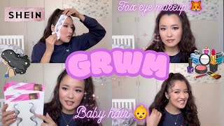 GRWM♡Fox eye makeup/Baby hair tattoo♡