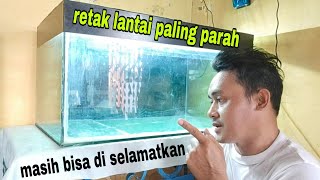 Lantai alas aquarium retak!!! begini cara menambalnya