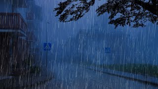 End Insomnia to Fall Asleep Immediately ⚡ Heavy Rain \u0026 Loud Thunder at Night for Healing Deep Sleep