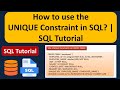 How to use the  UNIQUE Constraint in SQL? | SQL Tutorial For Beginners | Learn SQL