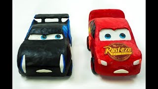 Lightning Strikes McQueen vs Storm Race to Finish Line Play-Doh Stop Motion Cars Toys Movies Kids