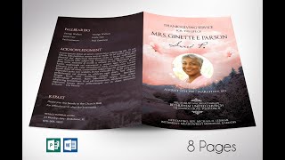 Peach Sky Funeral Program Word Publisher Template