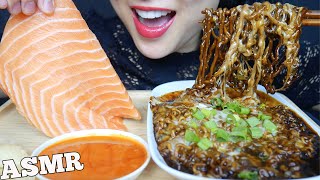 ASMR RAW SALMON SLAB + MAYO FIRE SAUCE + CHEESY KOREAN NOODLES (EATING SOUNDS) NO TALKING | SAS-ASMR