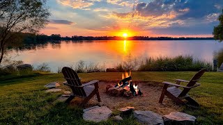 Cozy lake with a crackling fire | Enjoy the serene atmosphere of the summer fire