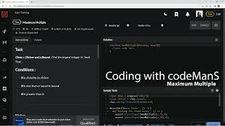 Codewars 7 kyu Maximum Multiple JavaScript
