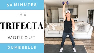 50 Minute | At Home TRIFECTA Workout | Total Body - Dumbbell