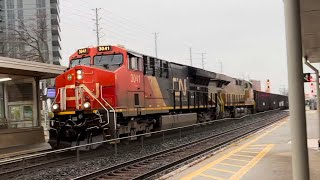 CN train L570 East at Brampton with CN 3041 \u0026 Ex-CREX 2772 (11/17/2024)