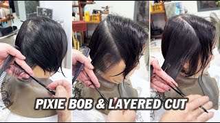 Quick Pixie Bob Cut \u0026 Short Layered Bob Haircut Tutorial With Easy Hair Cutting Tips