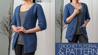 How to Crochet: Cardigan w. Pockets | Pattern \u0026 Tutorial DIY