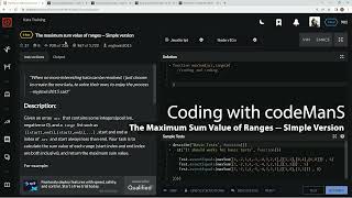Codewars 6 kyu The Maximum Sum Value of Ranges -- Simple Version Javascript