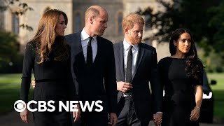 William, Kate, Harry and Meghan greet mourners and view tributes to Queen Elizabeth II #shorts