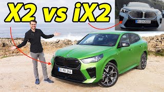 2024 BMW X2 M35i driving REVIEW (ICE) vs iX2 (EV) comparison